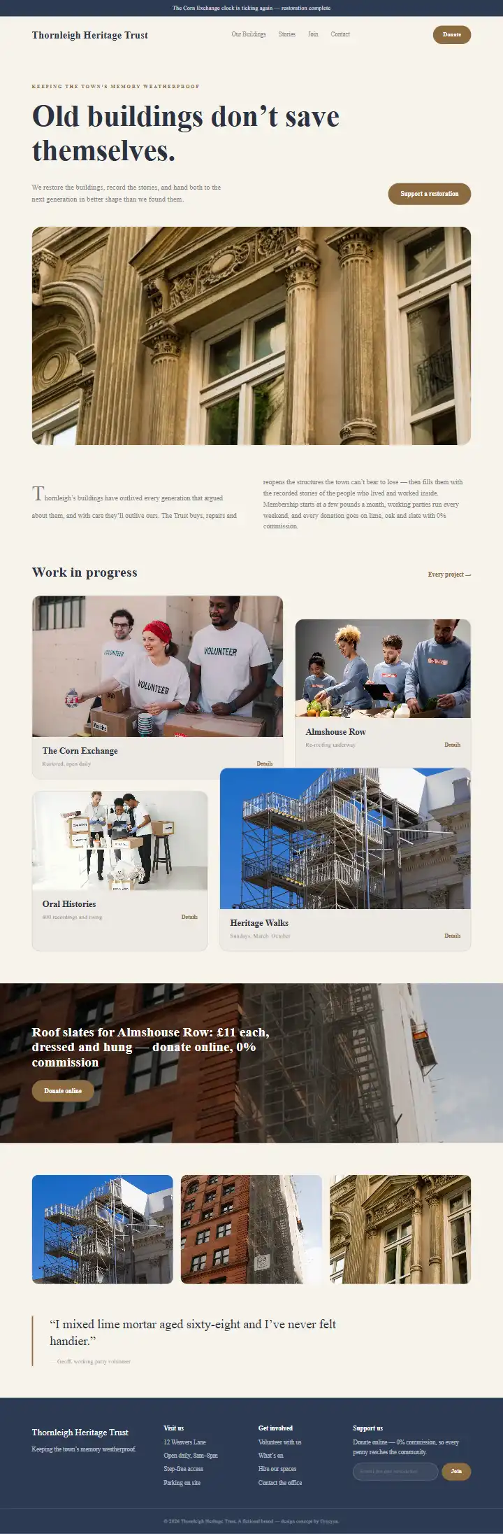 Thornleigh Heritage Trust - a coded charity & non-profit website concept by Graeyna