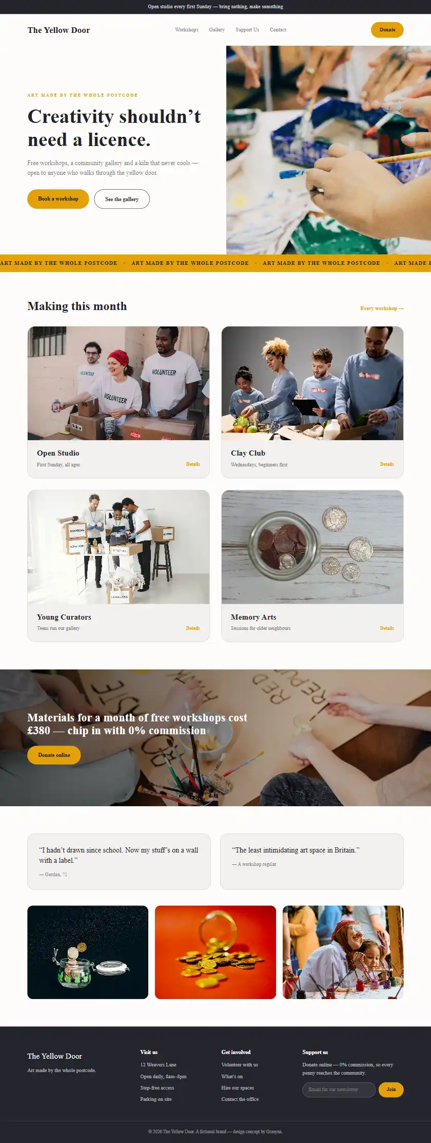 The Yellow Door - a coded charity & non-profit website concept by Graeyna