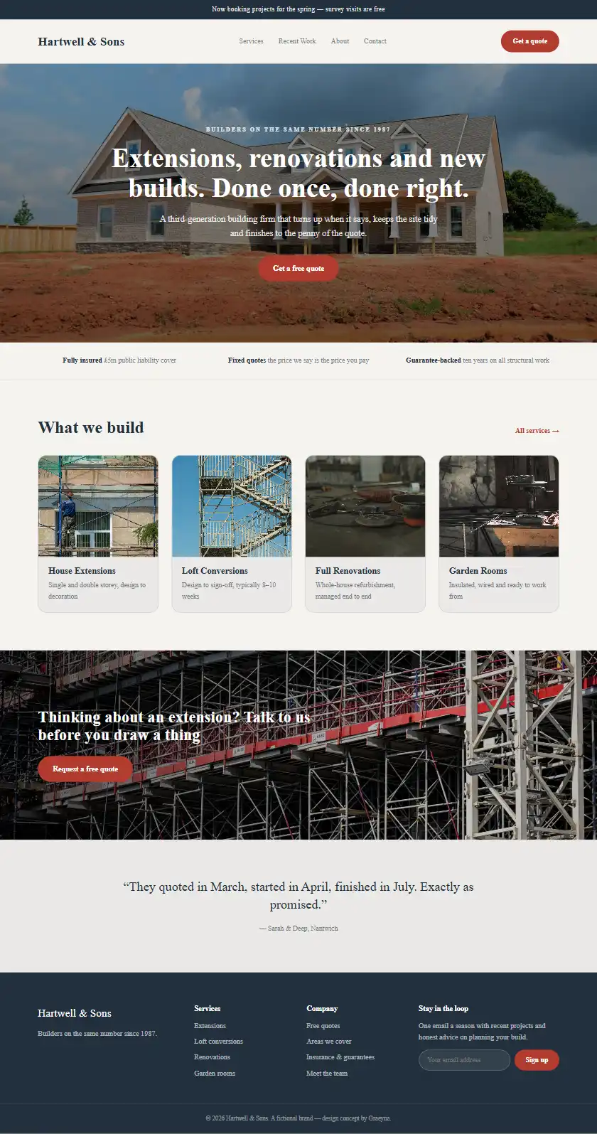 Hartwell & Sons Building - a coded construction & trades website concept by Graeyna