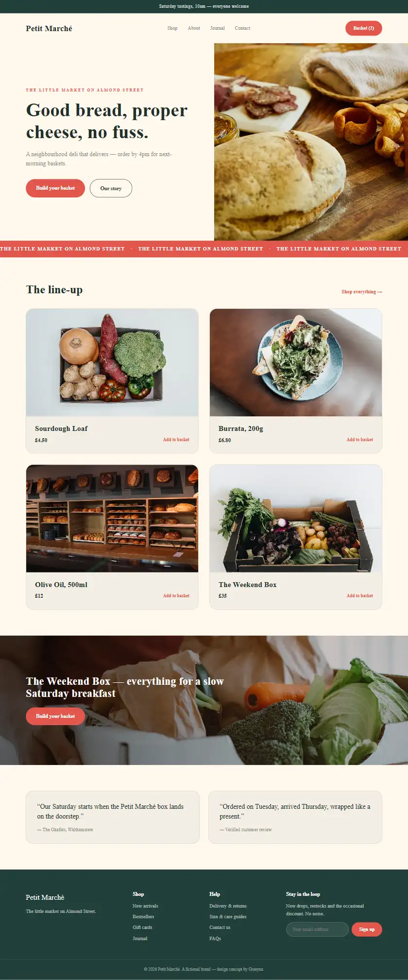 Petit Marché - a coded ecommerce website concept by Graeyna
