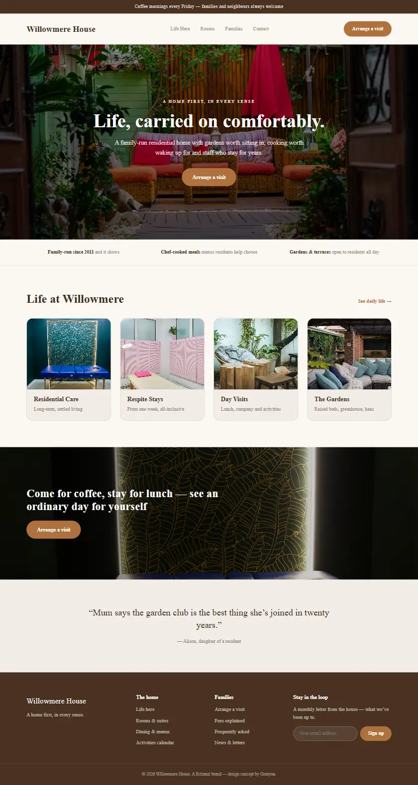 Willowmere House - a coded healthcare & clinics website concept by Graeyna