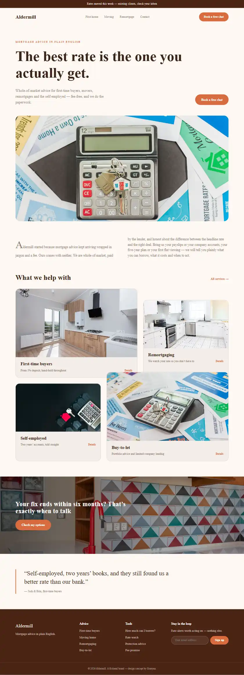 Aldermill Mortgages - a coded real estate & property website concept by Graeyna