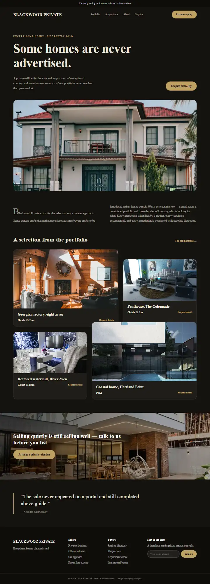 Blackwood Private - a coded real estate & property website concept by Graeyna
