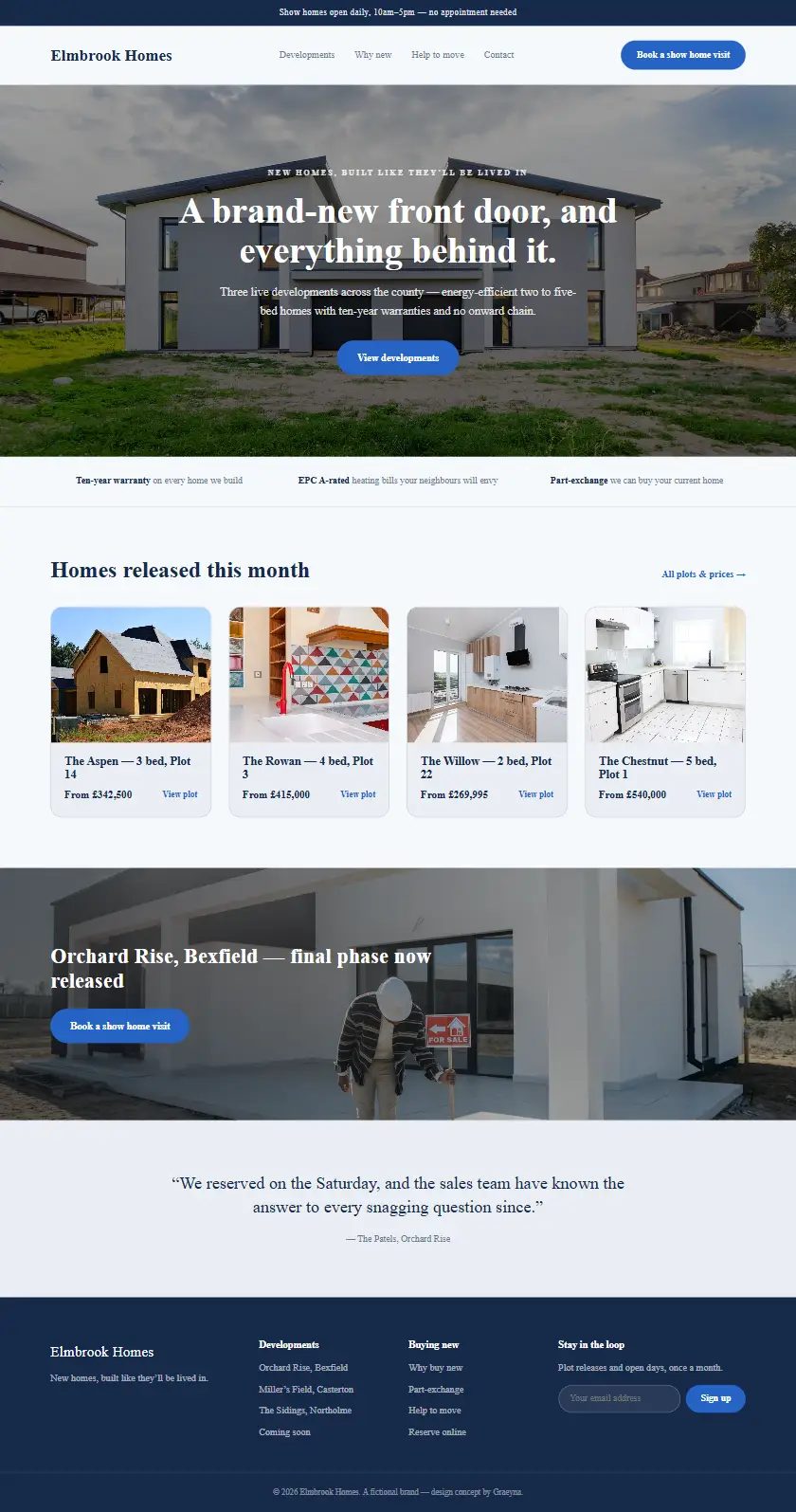 Elmbrook Homes - a coded real estate & property website concept by Graeyna