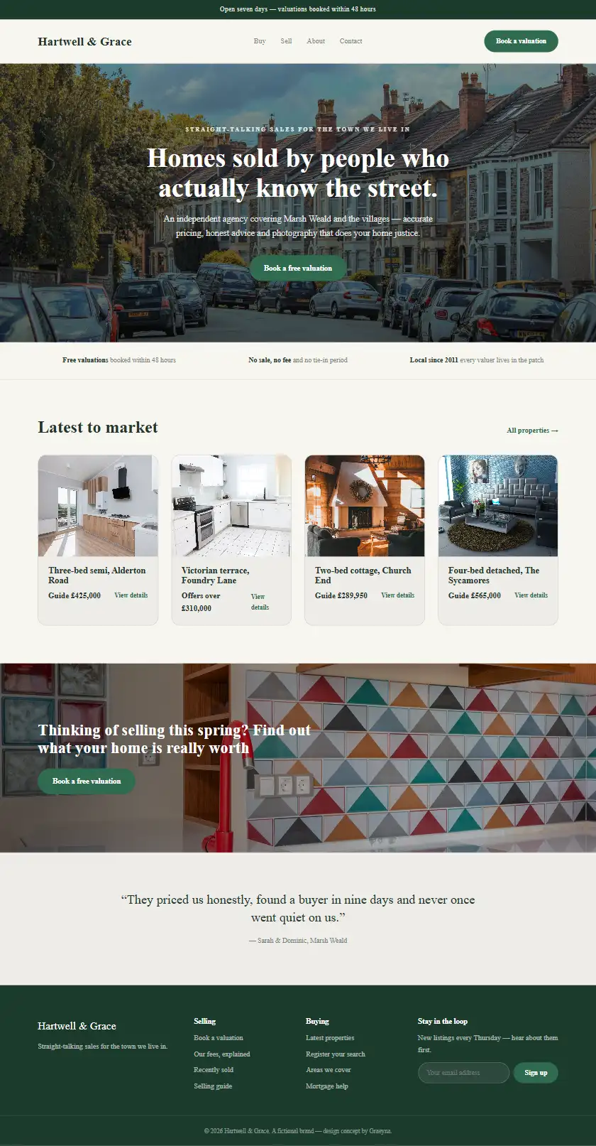 Hartwell & Grace - a coded real estate & property website concept by Graeyna