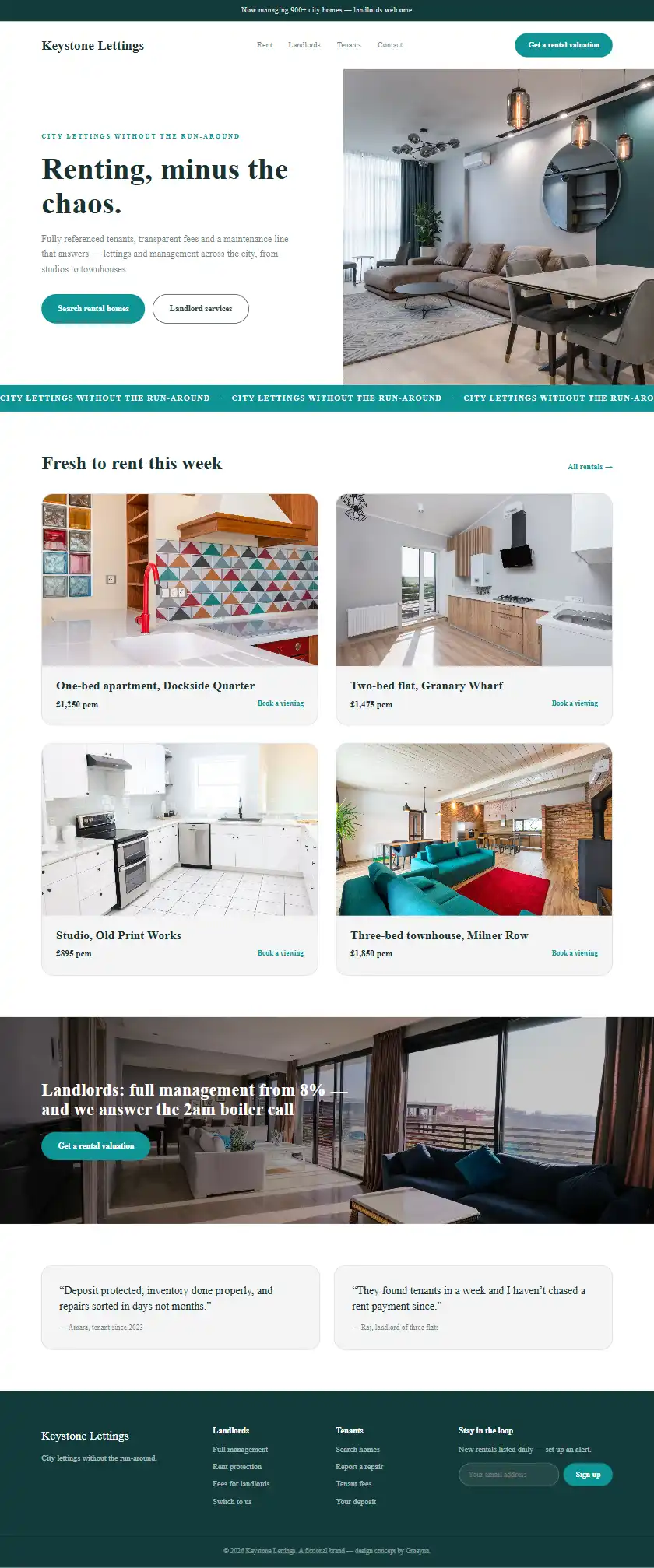 Keystone Lettings - a coded real estate & property website concept by Graeyna