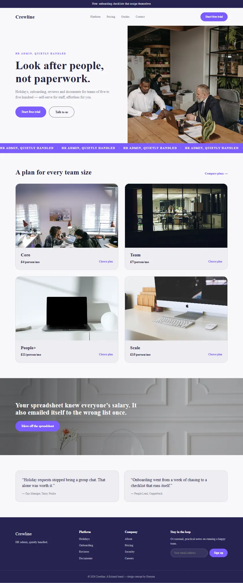 Crewline - a coded technology & saas website concept by Graeyna