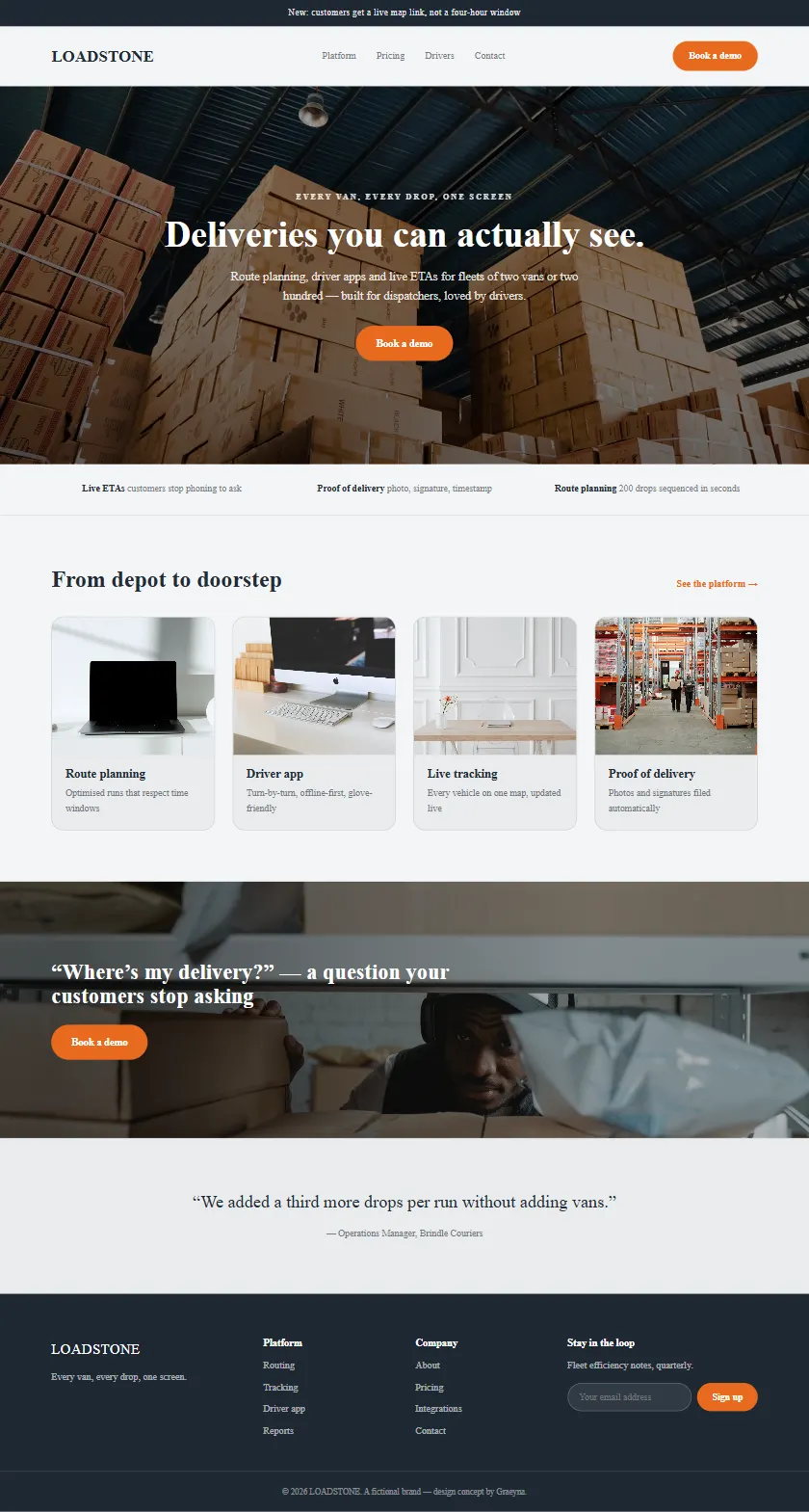 Loadstone - a coded technology & saas website concept by Graeyna