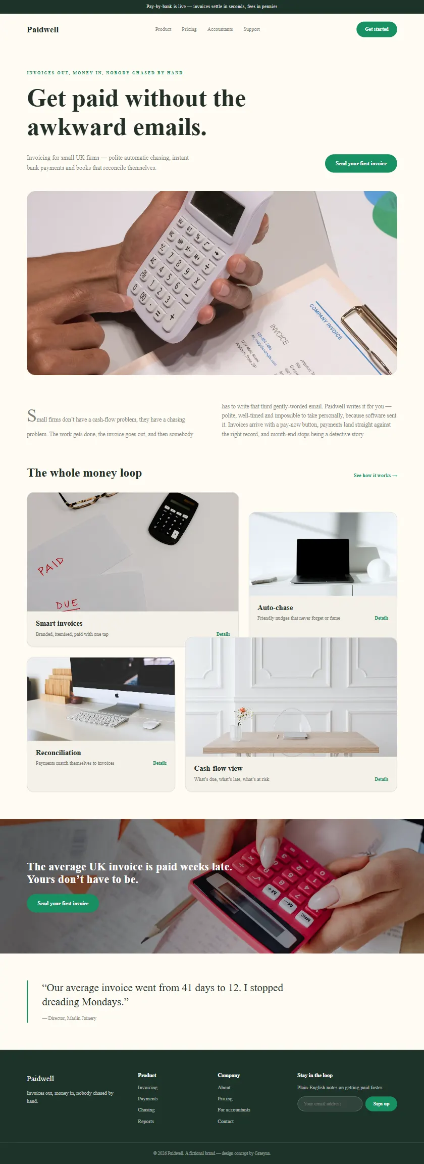 Paidwell - a coded technology & saas website concept by Graeyna