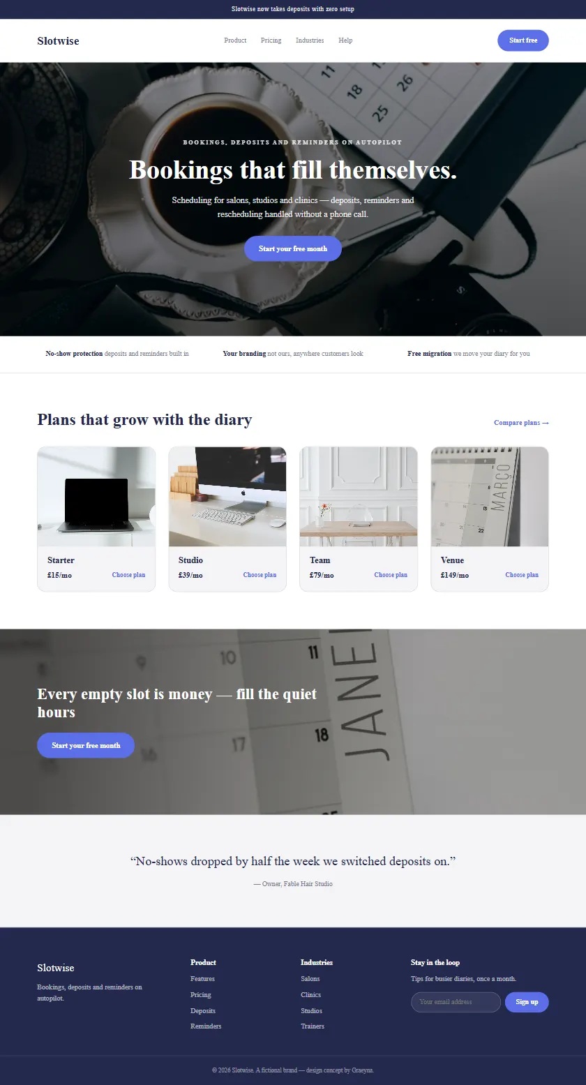 Slotwise - a coded technology & saas website concept by Graeyna